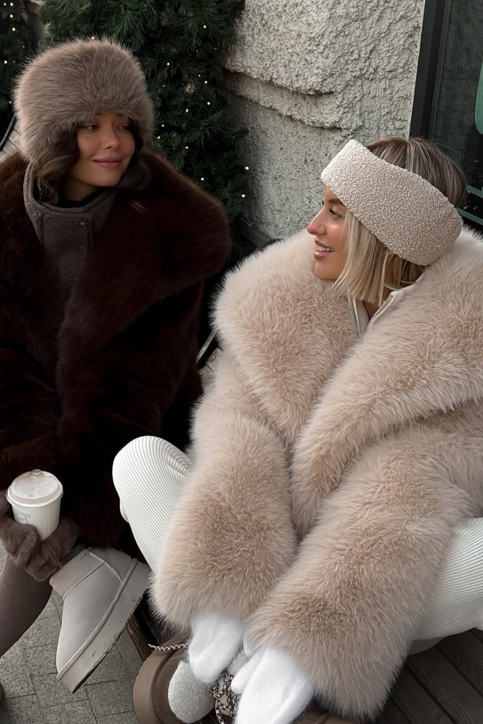 Faux Fox Fur Puffy Collar Coat