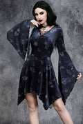 Print Lace-Up Gothic Dress