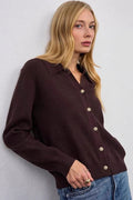 Single Button V-Neck Knit Sweater