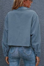Flap Pockets Turn Down Collar Corduroy Shacket