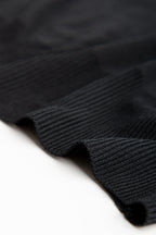 Black Rib-Knit Mock Neck Cap Sleeve Top