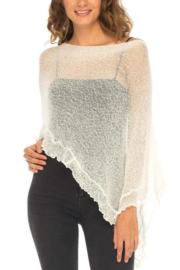 Solid Color Loose-fitting See-through Irregular Casual Cover-up