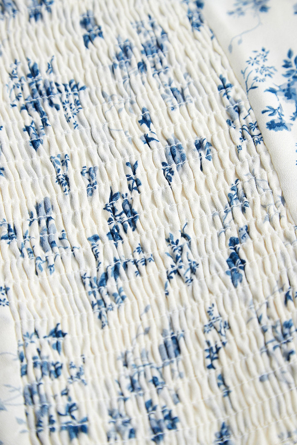 Ivory Floral Print Square Neck Cropped Blouse