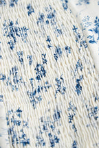 Ivory Floral Print Square Neck Cropped Blouse