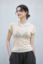 Textured Lyocell Linen Knit Top