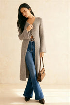 French Retro Elegant LongSleeve MidLength Knit Cardigan