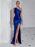 Chelsea Minimalist Satin Cocktail Dress with One Shoulder Boutique Collection