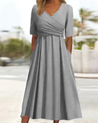 Hannah Effortless Women's Short Sleeved Wrap Dress, Elevated Occasion Wear