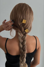 2-Piece Guilloche Design Braid Accent Hairpin Set