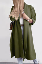 Solid Lapel 3/4 Sleeve Slit Cardigan