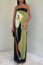 Loose Fit Printed Off Shoulder Vacation Dress