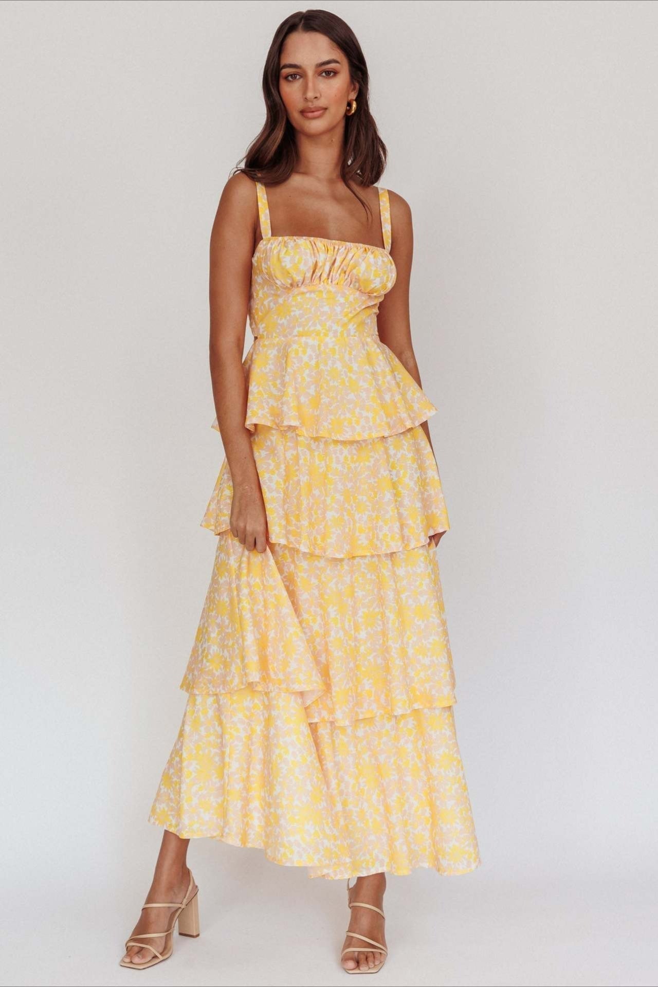 Bow Detail Printed Slim Party Floral Dress