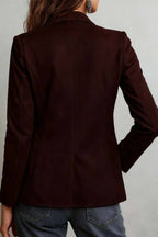 Suede lapel single-breasted suit jacket