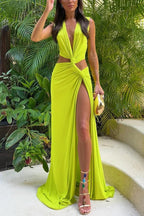 She’s A Winner Jersey Triple Loop Cutout Stretch Maxi Dress