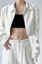 PU Leather Crop Jacket