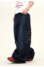 Dark Blue Cargo WideLeg Jeans