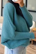 Fashionable Round Neck Bat Sleeve Knitted Sweater