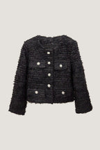 Black Single-Breasted Tweed Jacket