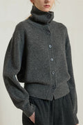 Cropped High Neck Cardigan
