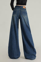 Wide Leg Flare High Waist Fleece Lined Jeans