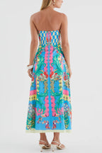 Unique Printed Sleeveless Off-shoulder Casual Vacation Midi Dresses