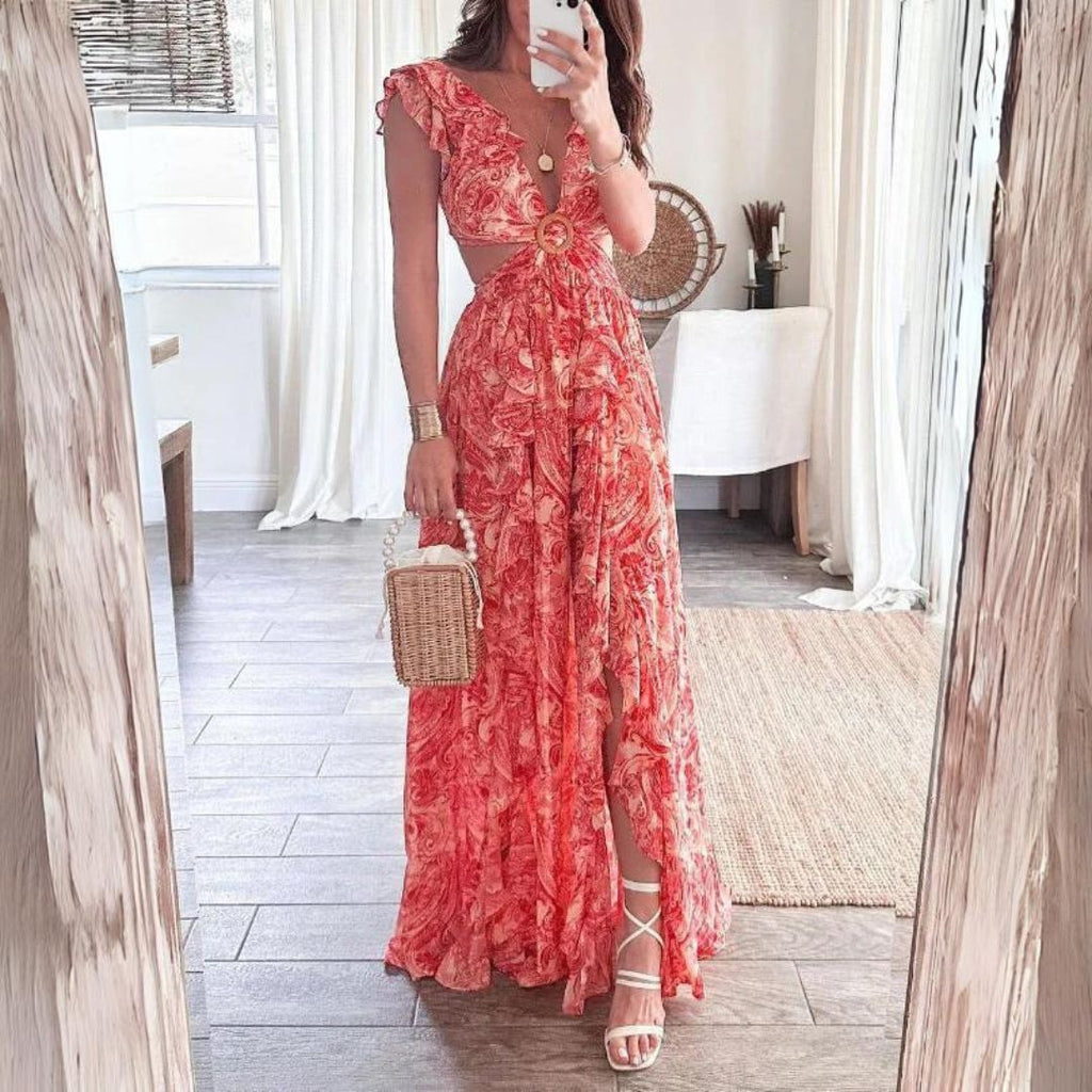 Vanesa Chic Maxi Dress with Slit Evening Wear Edit