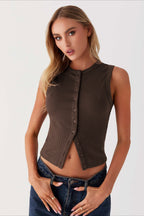 Round Neck Sleeveless Knit Top