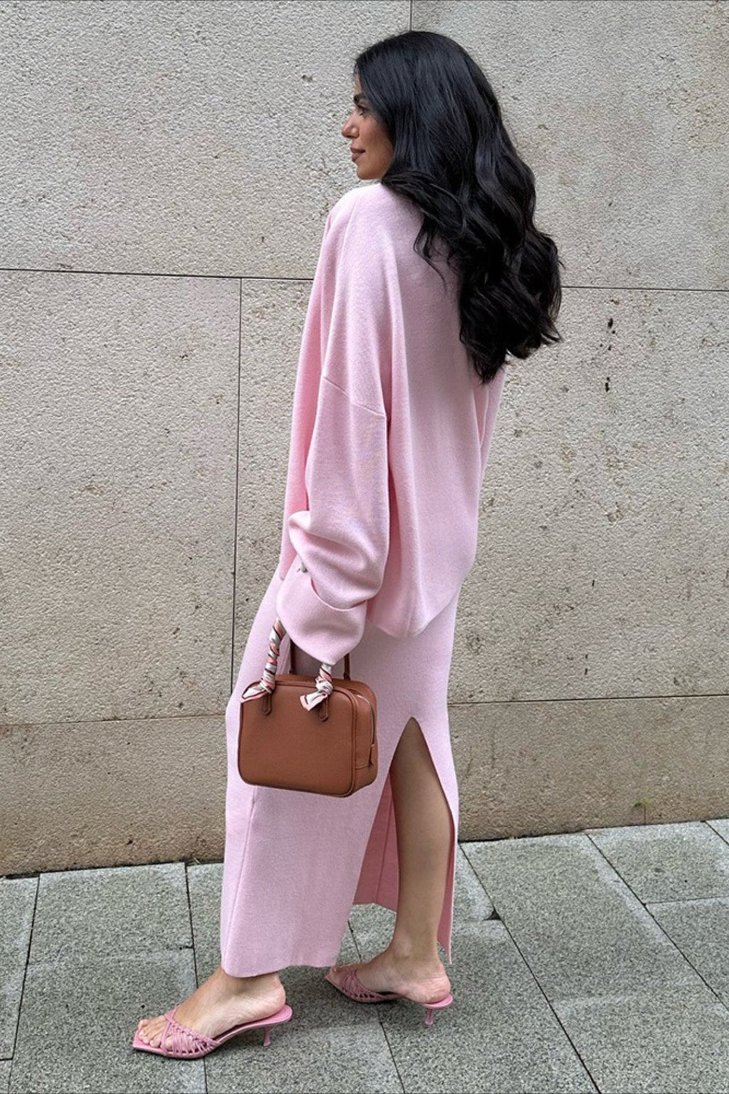 Long Sleeve Cardigan Cami Skirt Knit Set