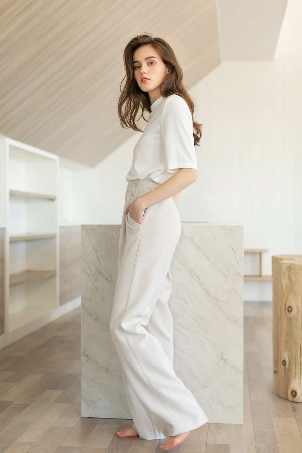 Business Essential Ivory Wide Slacks