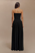 Solid Color Sleeveless Backless Ruched Corset Maxi Prom Dress