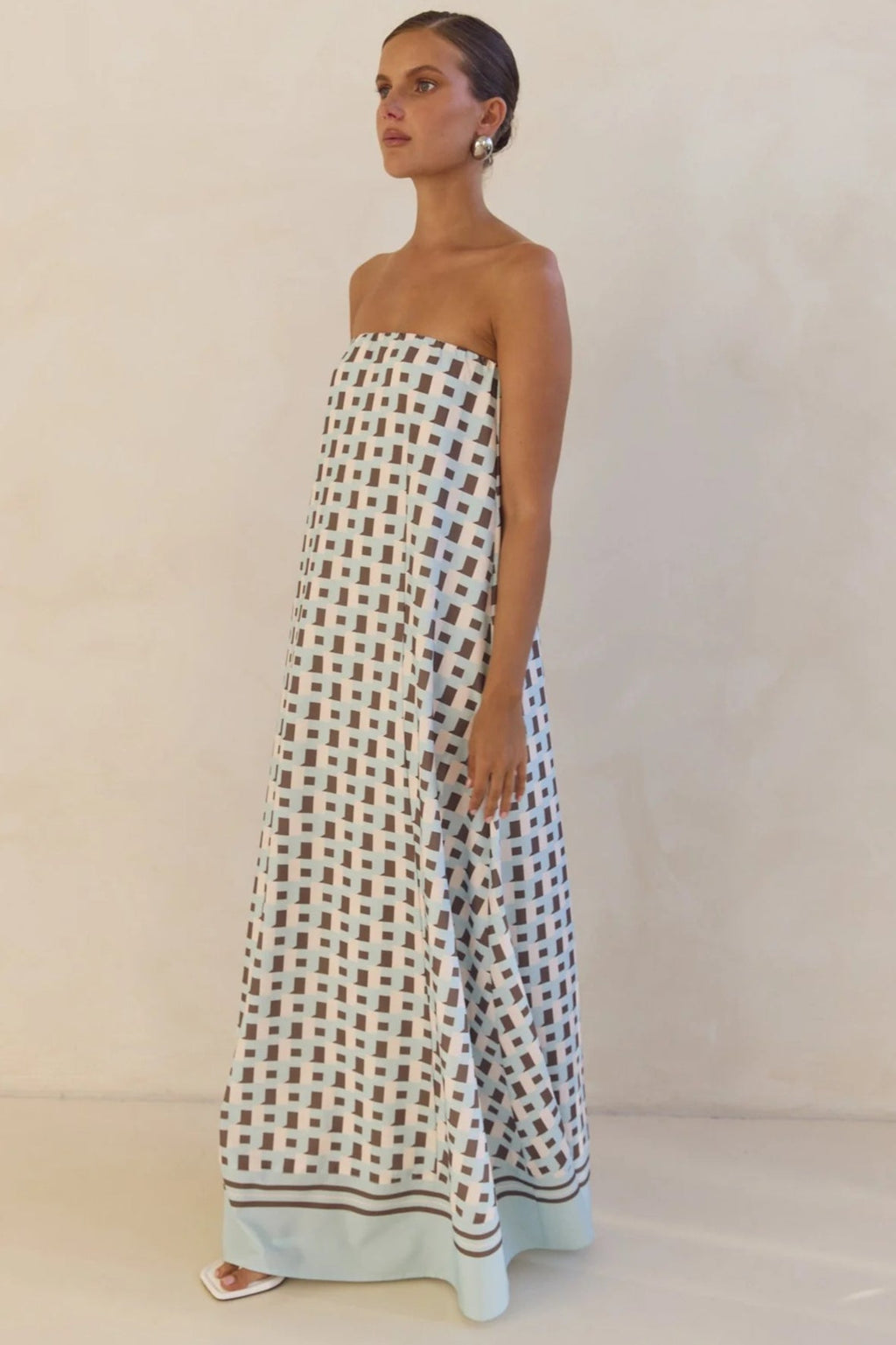 Strapless Printed Off Shoulder Maxi Boho Dress