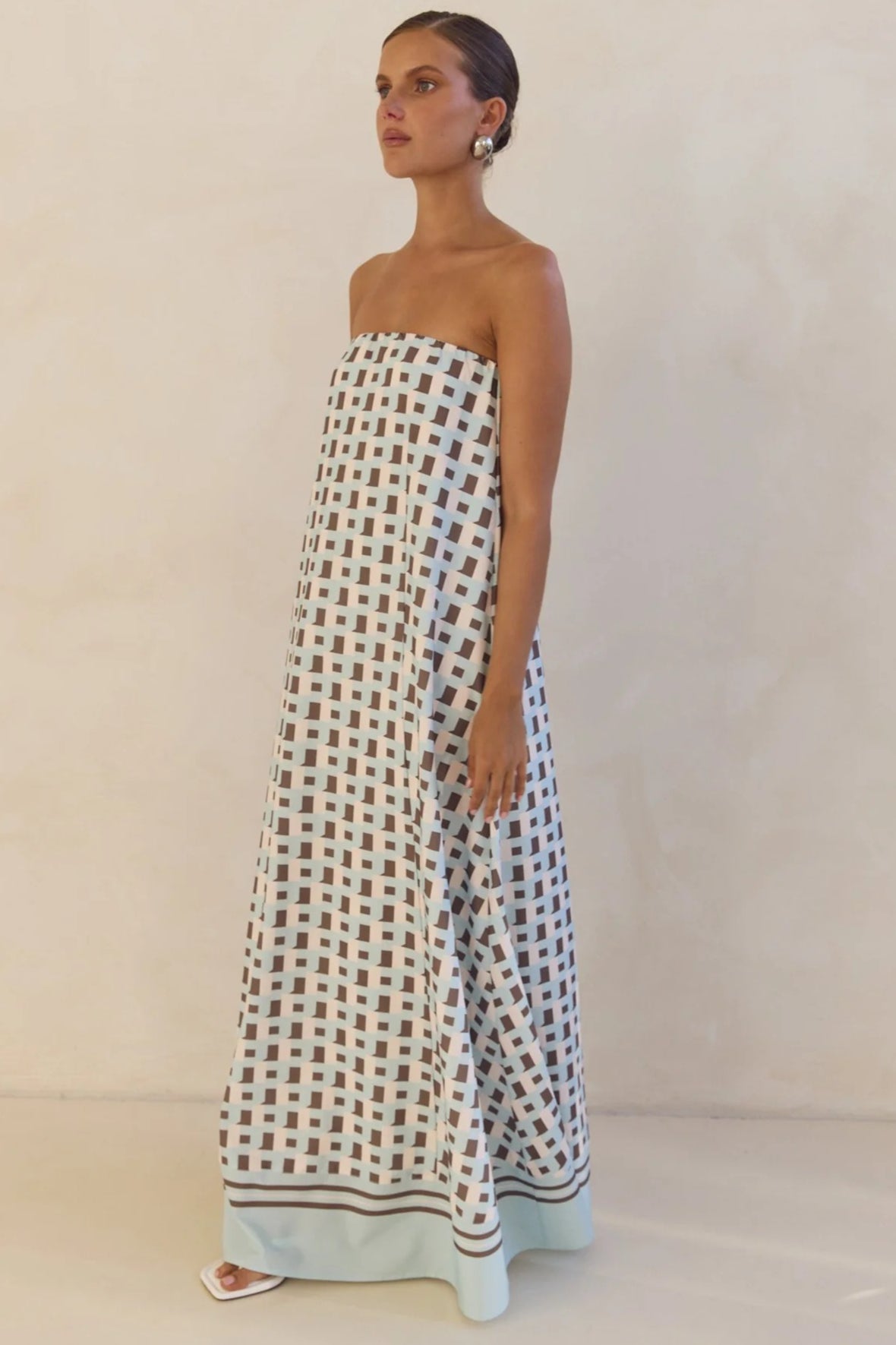 Strapless Printed Off Shoulder Maxi Boho Dress