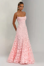 Jacquard Cami Backless Maxi Lace Dress