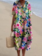 Flor Aesthetic Colorful Floral Summer Dress Boutique Collection
