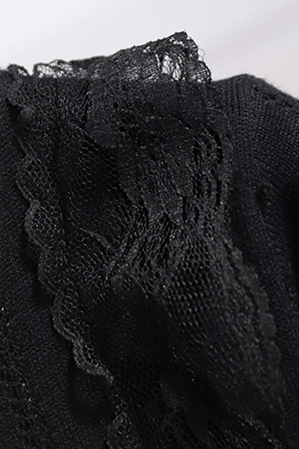Black V Lace-Trim Cardigan