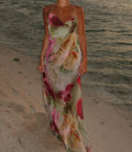 Cleavage Backless Printed Floral Dress