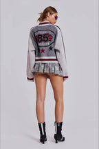 Retro Gothic Colorblock Zip-Up Knit Sweater