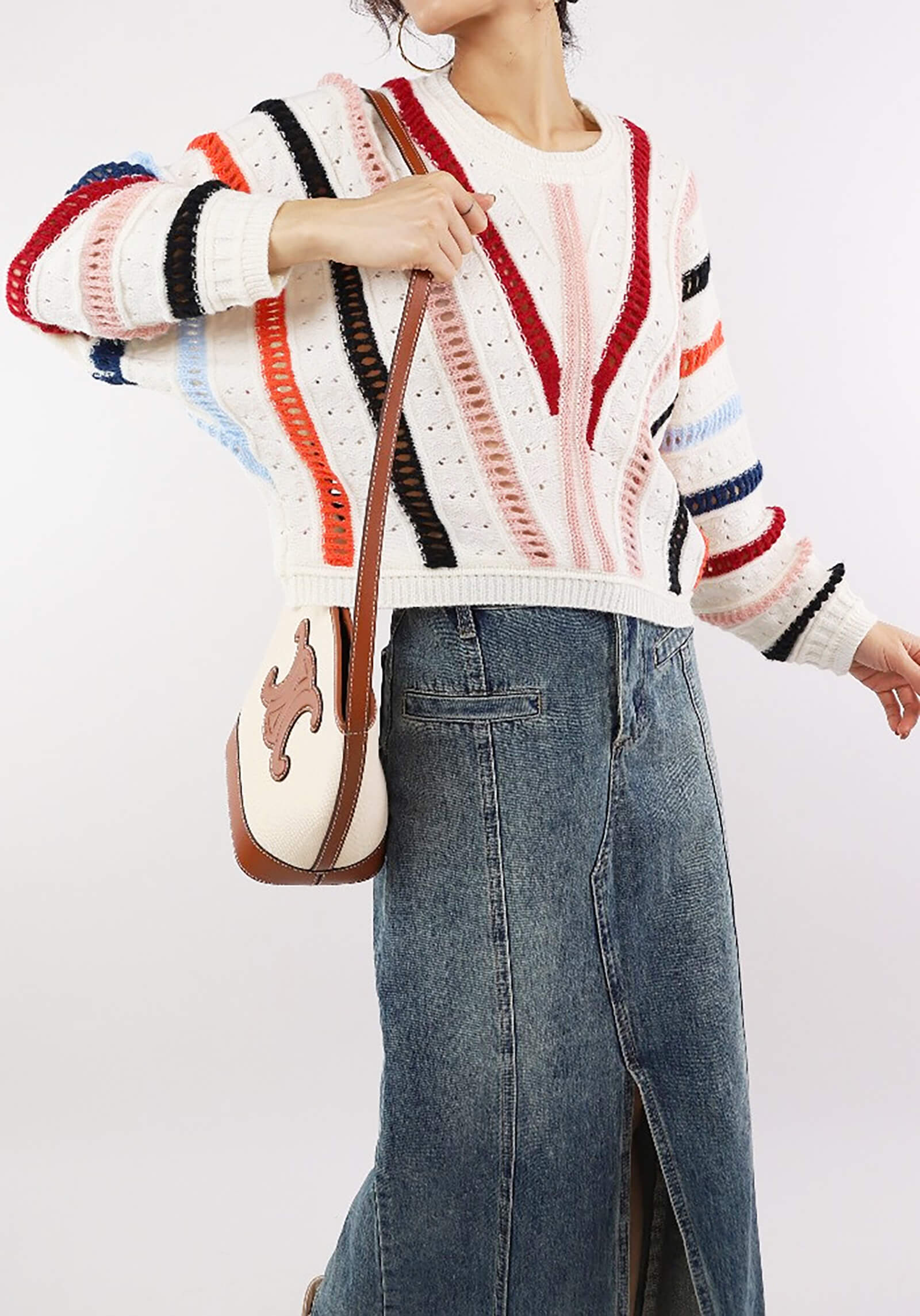 Beige Oversized Batwing Sleeve Sweater