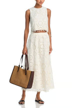 Nice Try Embroidered Crochet Lace Tassle Trim Crop Tank Top
