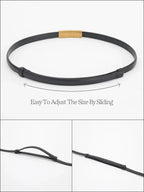 Leather Vintage Magnet Closure Slim Belt