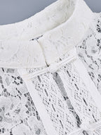 Lace Puff-Sleeve Cotton Tops