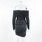Glamor Off Shoulder Dress Grey