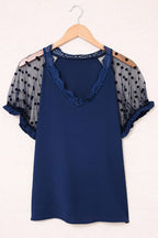 Hello Beautiful Sheer Dot Tulle Short Sleeve Top - 4 Colors