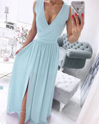 Julia Chic Sleeveless Beach Dress for Women with a Deep V Neck Premium Wardrobe Essential