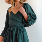 Marina Boutique French Dress with Ruffled Sleeves Designer Edit