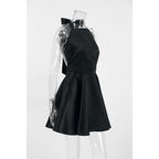 Bow Gate Mini Dress Black
