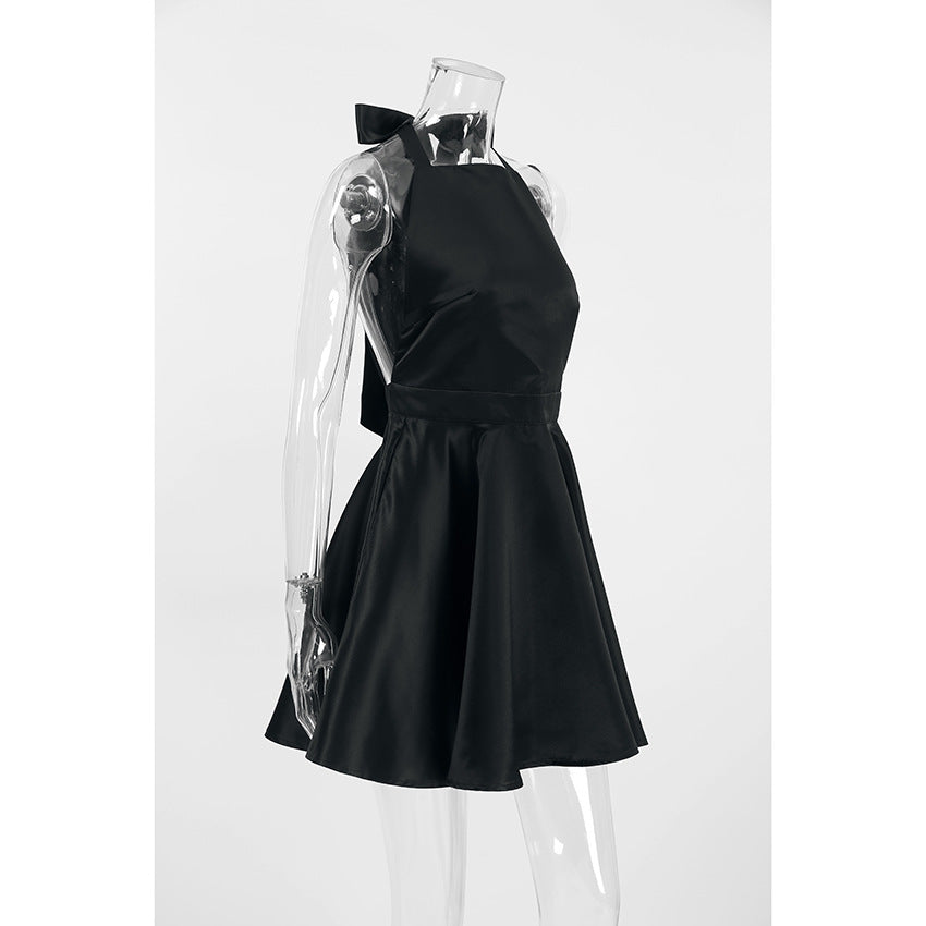 Bow Gate Mini Dress Black