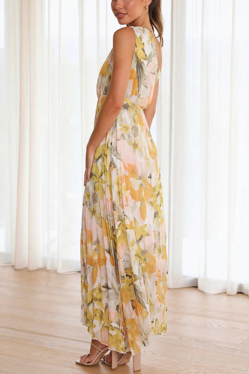 Maria Minimalist Printed Dress with Dropped Sleeves Premium Wardrobe Essential