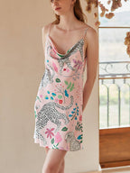 Dressing Pink Snow Leopard Silk Robe Set