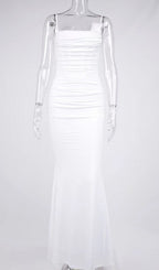 White Draped Corset Maxi Dress